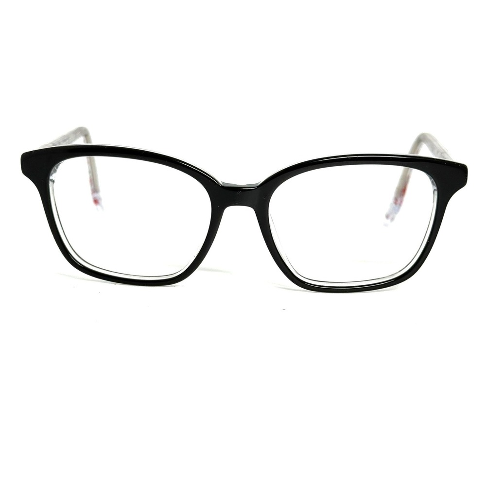 Steve Madden Leza Black Square Eyeglass Frames Silver Red Glitter 49-15-135